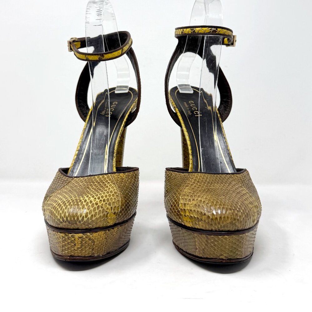 Gucci Python Platform Pumps Yellow Python Heels 3… - image 5